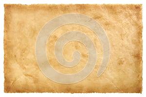 Old parchment paper sheet vintage aged or texture isolated on white background