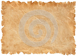 Old parchment paper sheet vintage aged or texture isolated on white background