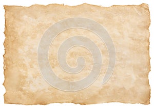 Old parchment paper sheet vintage aged or texture isolated on white background