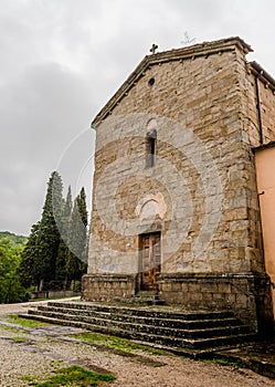 Old parish church stone front facade