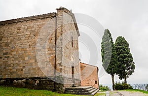 Old parish church stone front facade