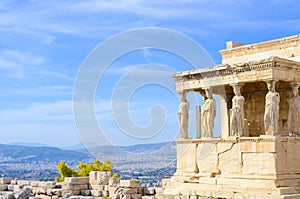 Old parthenon on Acropolis hill, Athens, Greece