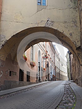 Old passage in the capital of Lithuania part of old town of Vilnius