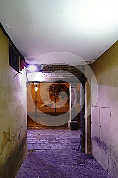 Old passageway between the plaza called Corral de la Sinagoga an photo