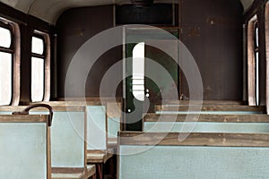 Old passenger carriage view from inside