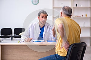 Old patient visiting young male doctor