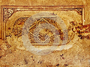 Old pattern on wall Sukhothai, Thailand