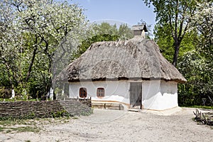 Old peasant house in the Museum of folk architecture and life in Pirogovo, Kiev,