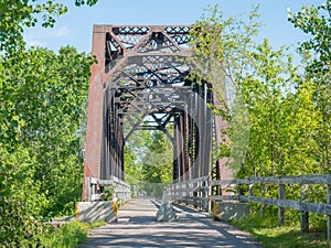 Old pedestrian bridge over the railway, Chicoutimi, Saguenay, Quebec, Canada