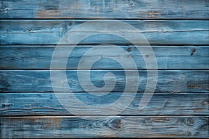 old peeling blue colored painted wooden board texture wall background, rustic hardwood planks surface