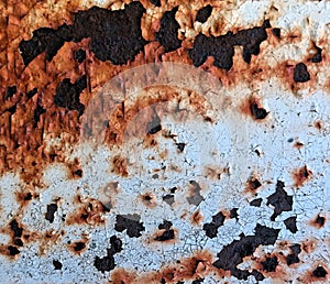 Old peeling paint on rusting metal