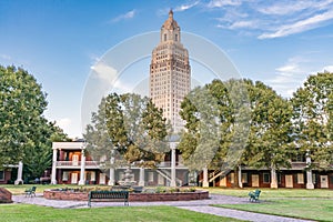 Old Pentagon Barracks and capitol building in Baton Rouge