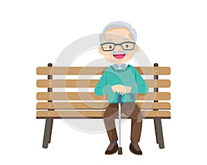 Old people, elderly man sitting on bench