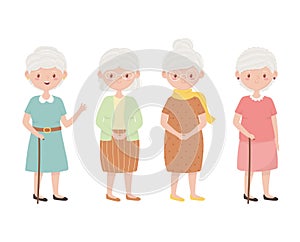 Old people, group grandmothers, elderly persons together cartoon characters photo