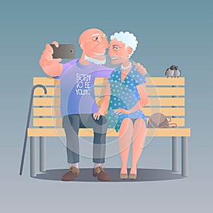 Old people happy and active vector illustration