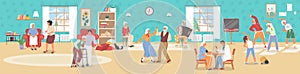 Old people home hobby nursing house pastime vector photo