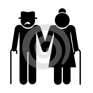 Old people icon. grandparents couple silhouette icon