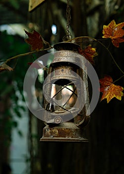 An old petromax lamp that was worn out and used no more, Jakarta September 10, 2023 photo