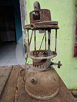 old petromax lamps worn out by time like antiques photo