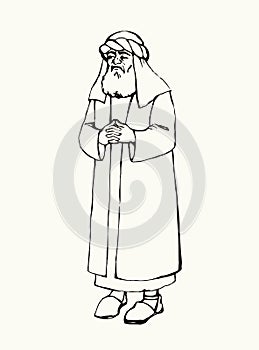 Old Pharisee Priest. Vector drawing