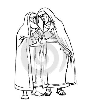 Old Pharisee Priest. Vector drawing