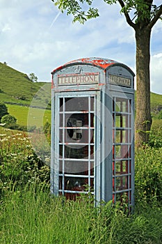 Old phone box in the Peak Districk National Park.