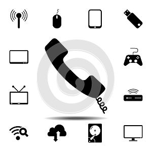 Old phone handset icon. Simple glyph vector element of Technology icons set for UI and UX, website or mobile application