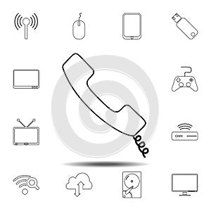 Old phone handset icon. Simple thin line, outline vector element of Technology icons set for UI and UX, website or mobile