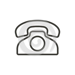 Old phone icon vector. Outline telephone. Line vintage phone symbol.