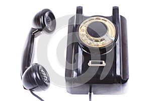 Old phone with off hook, contact us concept