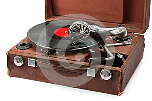 Old phonograph and vinyl record