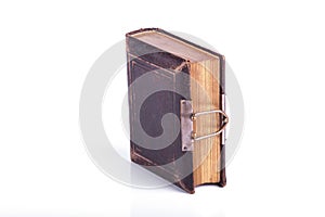 Old handcrafted book with lock sistem photo