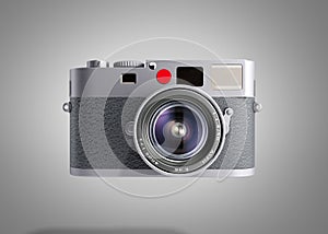 Old photo camera 3d render on grey background