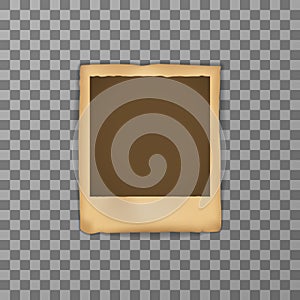Old Photo frame with shadow isolated in transparent background with empty space for your design