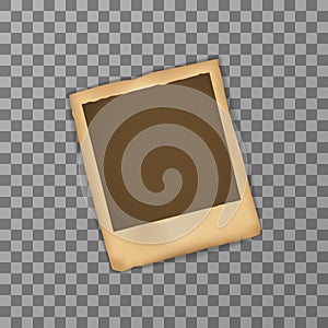 Old Photo frame with shadow isolated in transparent background with empty space for your design