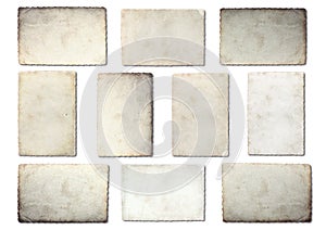 Old photo paper texture isolated on white background.