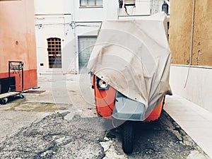 Old Piaggio Ape Car - three-wheeled light commercial vehicle, Foggia, Puglia Italy