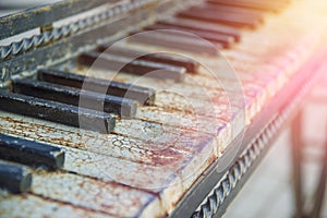 Old piano keys, grand piano