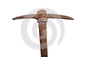 Old pick axe shot over white background