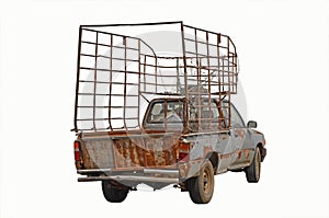 Old pickup truck with high stable for best carrier
