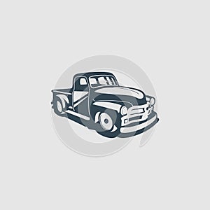 Old pickup truck monogram design logo inspiration