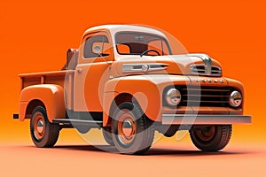 Old Pickup Truck on a orange background