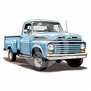 Old pickup truck on white background