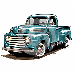 Old pickup truck on white background