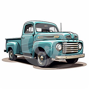 Old pickup truck on white background