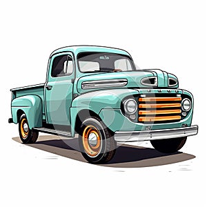 Old pickup truck on white background