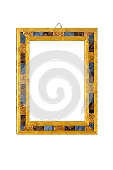 Old picture frame with multicolored inlays
