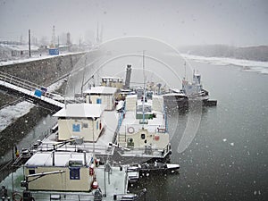 Old picture of winter on Plants Canal - Canalul Plantelor - in Giurgiu, Romania, year 2007