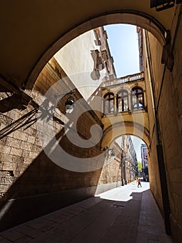 Old picturesque street of Barcelona photo