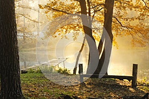 Old pier during autumn morning